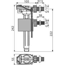 ALCADRAIN A150UNI Napouštěcí ventil boční univerzální - 2